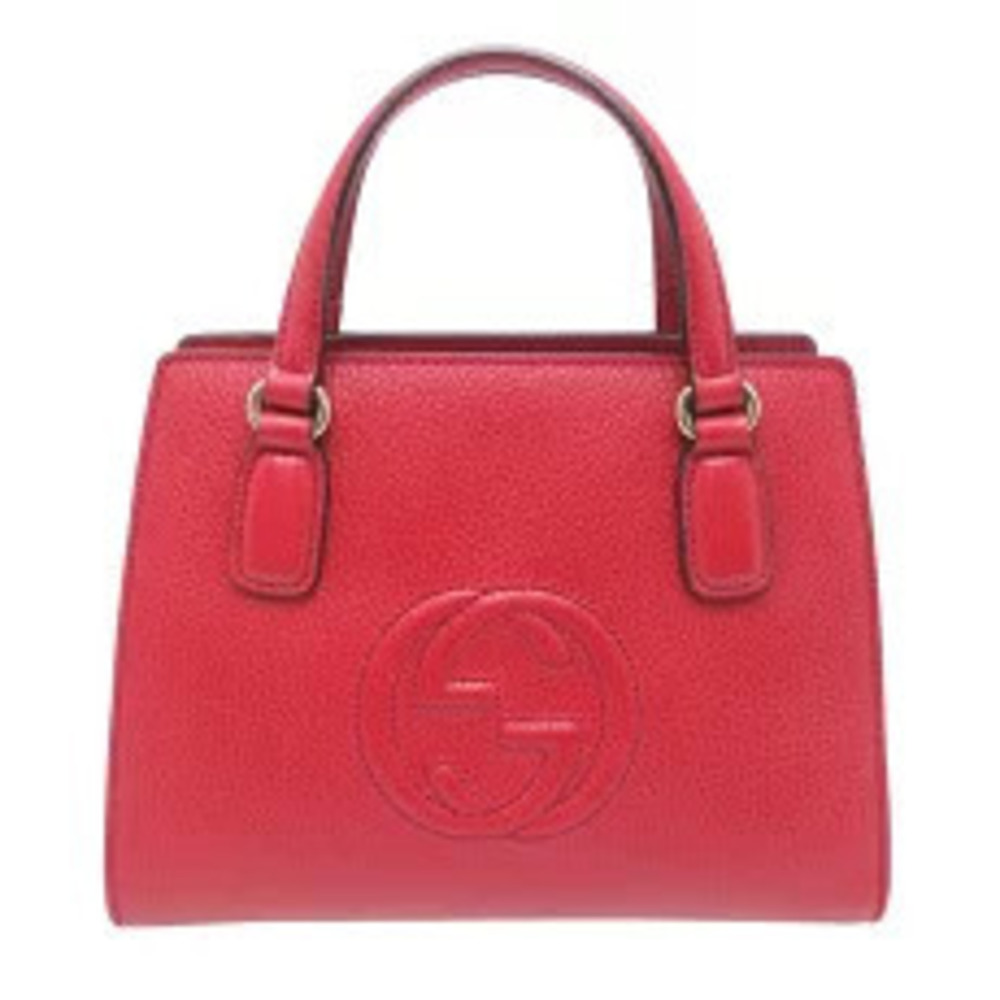 Gucci Soho Bag Strap Handbag Leather Red